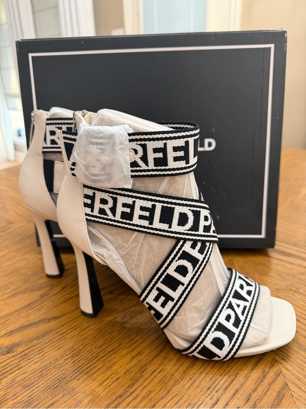 Karl Lagerfeld Paris Careliz Strappy Logo High-Heel Sandals